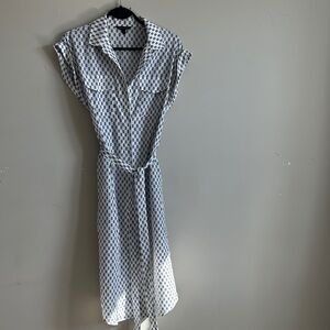 Banana Republic Black and White Geometric Midi Dress